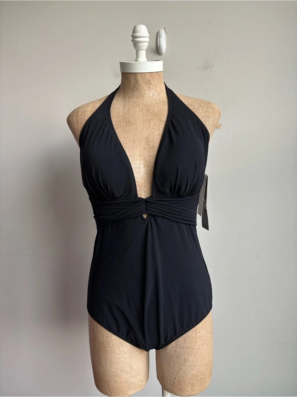 Profile By Gottex Tango Deep V Halter One Piece Swimsuit Size 14 NWT